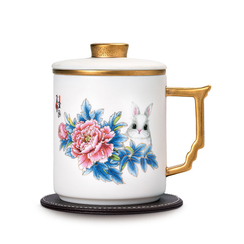 Rabbit & Peony Coffee & Tea Mug