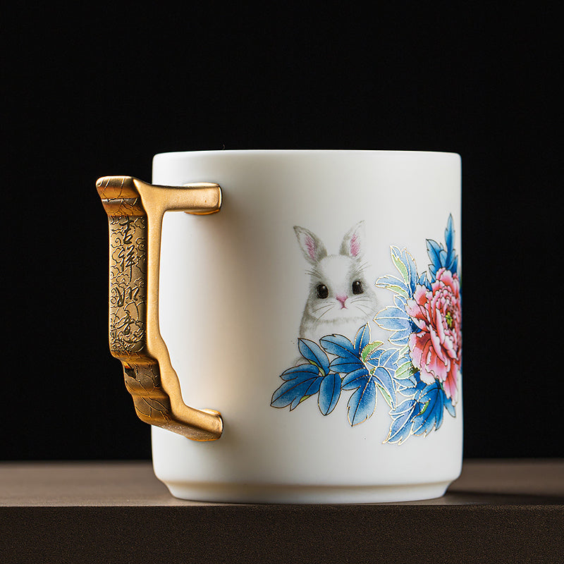 Rabbit & Peony Coffee & Tea Mug