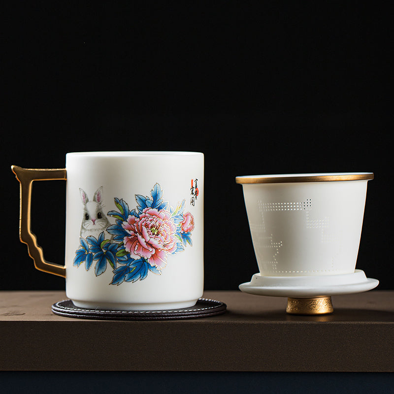 Rabbit & Peony Coffee & Tea Mug