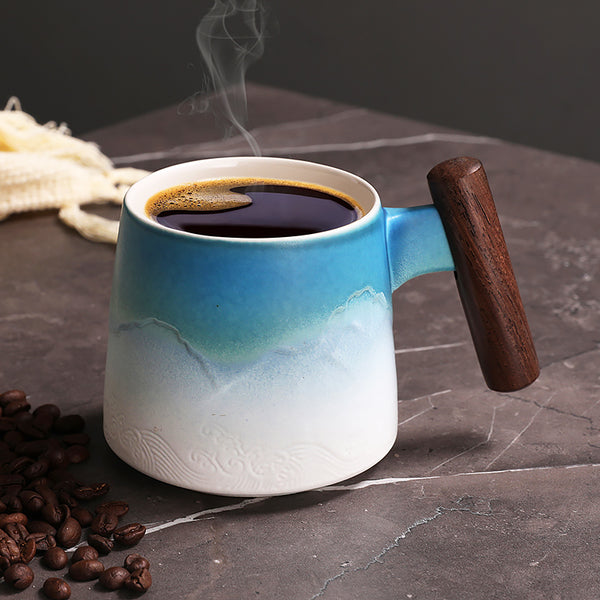 The Gradient Wooden Handled Coffee & Tea Mug – Coffeify